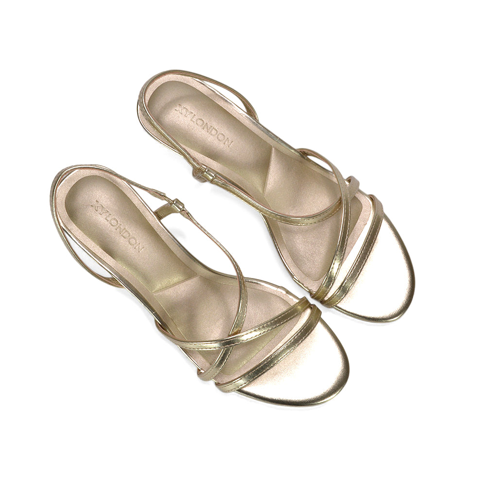 heels, kitten heel sandals, slingback kitten heel sandals, low heel sandals, wedding guest heels, party heels, prom shoes, prom heels, gold low heel sandals, wedding guest heels