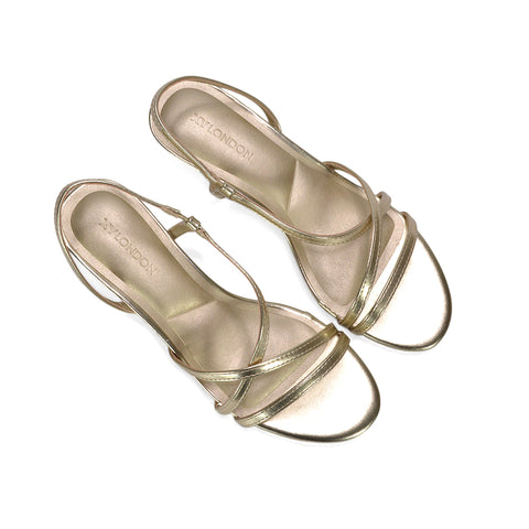 heels, kitten heel sandals, slingback kitten heel sandals, low heel sandals, wedding guest heels, party heels, prom shoes, prom heels, gold low heel sandals, wedding guest heels