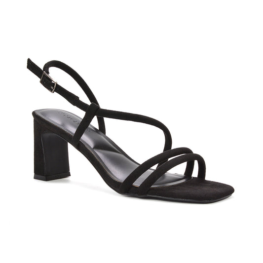 black mid heels, black square toe heels, elegant black square toe sandals for women