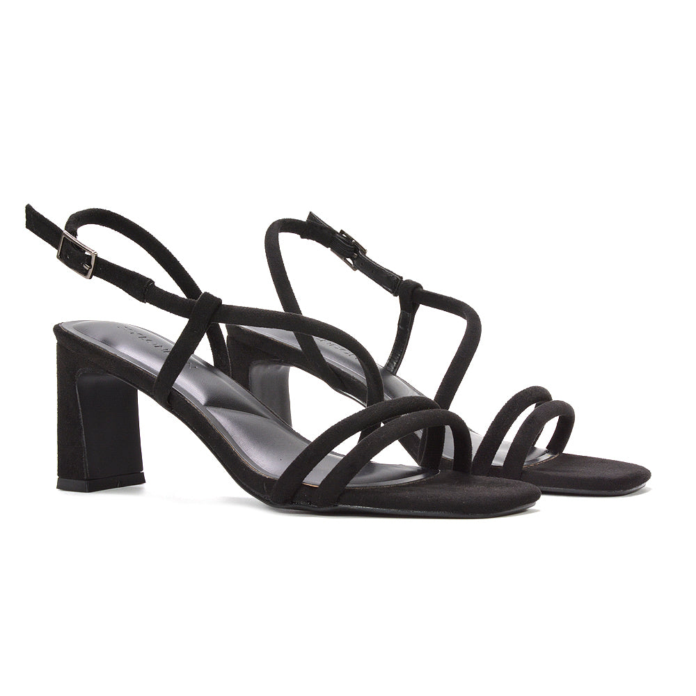 black mid block heel sandals, women’s black mid heel sandals, comfortable black block heel sandals for daily wear