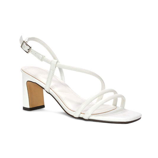 summer white heels, elegant white square toe sandals for women, white slingback heels