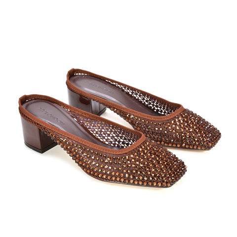 women’s square toe block heels, bridal diamante mesh court shoes, special occasion mule heels, trendy square toe heels, ladies sparkly block heels online, brown court shoes, brown court heels