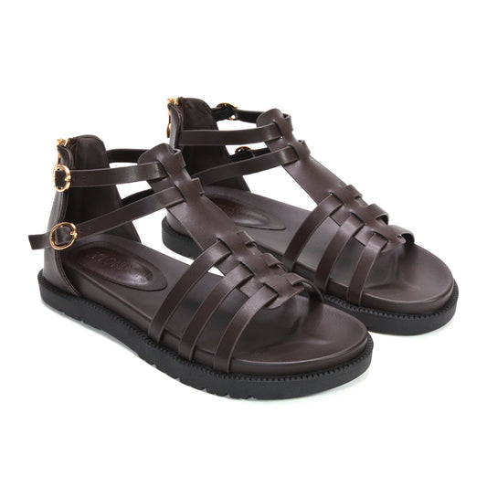 summer outfit neutral sandals, festival boho sandals brown, brown boho gladiator sandals for festivals, chocolate brown strappy sandals