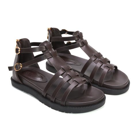 summer outfit neutral sandals, festival boho sandals brown, brown boho gladiator sandals for festivals, chocolate brown strappy sandals