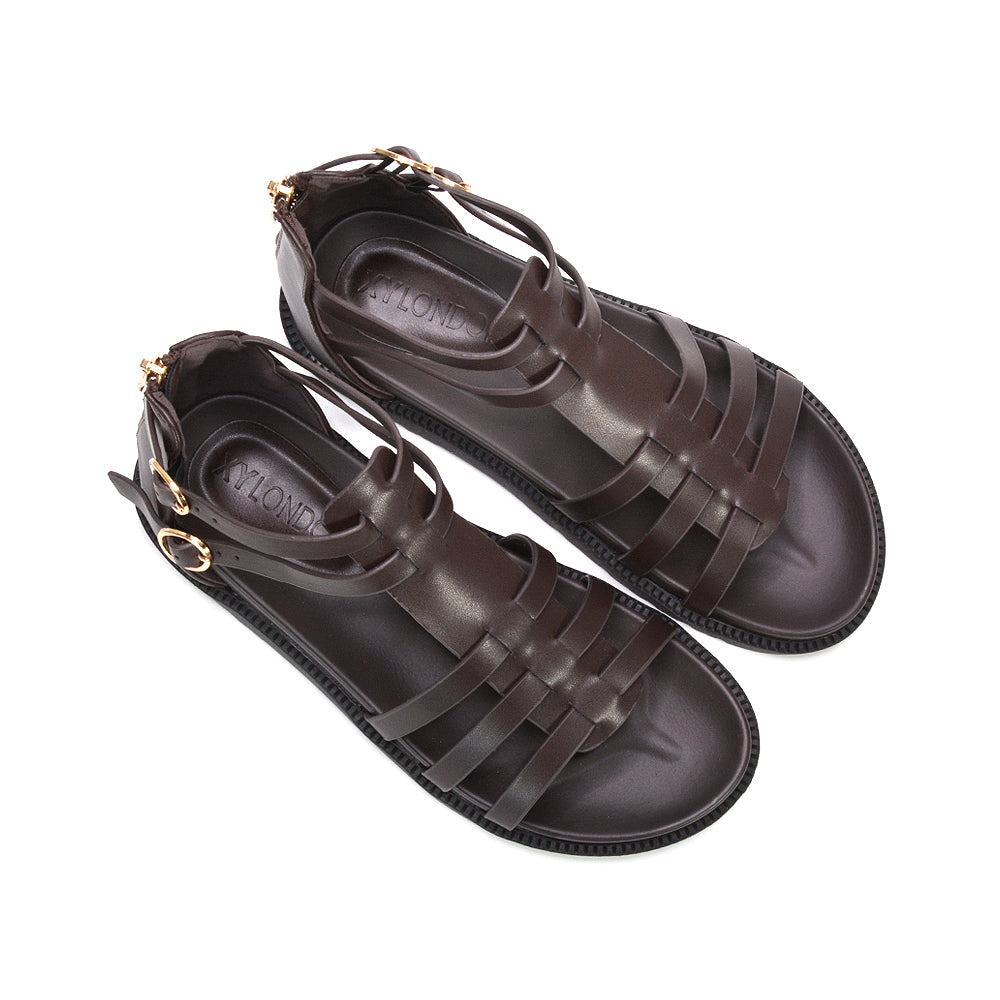 brown chunky platform sandals, brown ankle strap gladiator sandals, brown boho gladiator sandals for festivals, festival sandals, holiday sandals