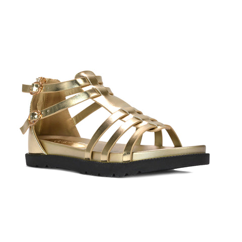 gold strappy caged sandals, metallic gold caged sandals for summer outfits, statement gold platform sandals, gold evening summer sandals, gold platform sandals