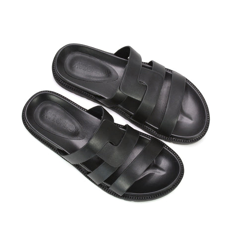 comfortable slide sandals, breathable open toe sandals for hot weather, slip on sandals for poolside and resort wear, black casual everyday sandals, black strappy sandals for summer dresses and jeans