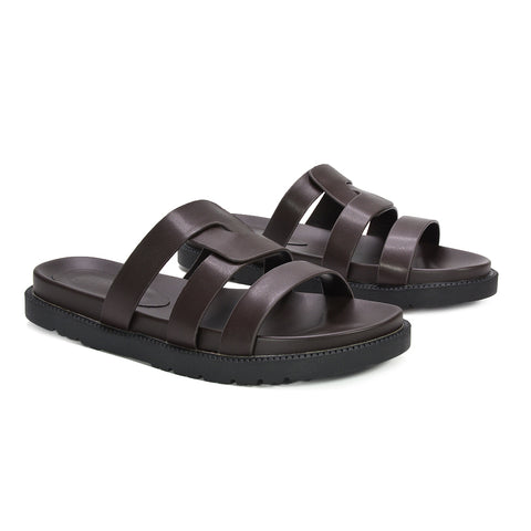 comfortable strappy summer slides, lightweight slip on summer sandals women, brown slip on summer sandals, brown comfortable strappy slides for women