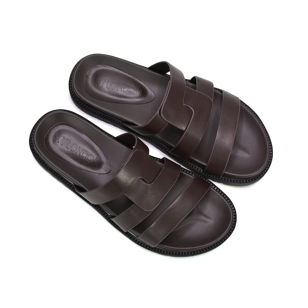 casual summer wear sandals, chunky sole flat sandals women, stylish strappy slide sandals for everyday casual wear, brown chunky flatform sandals for holidays