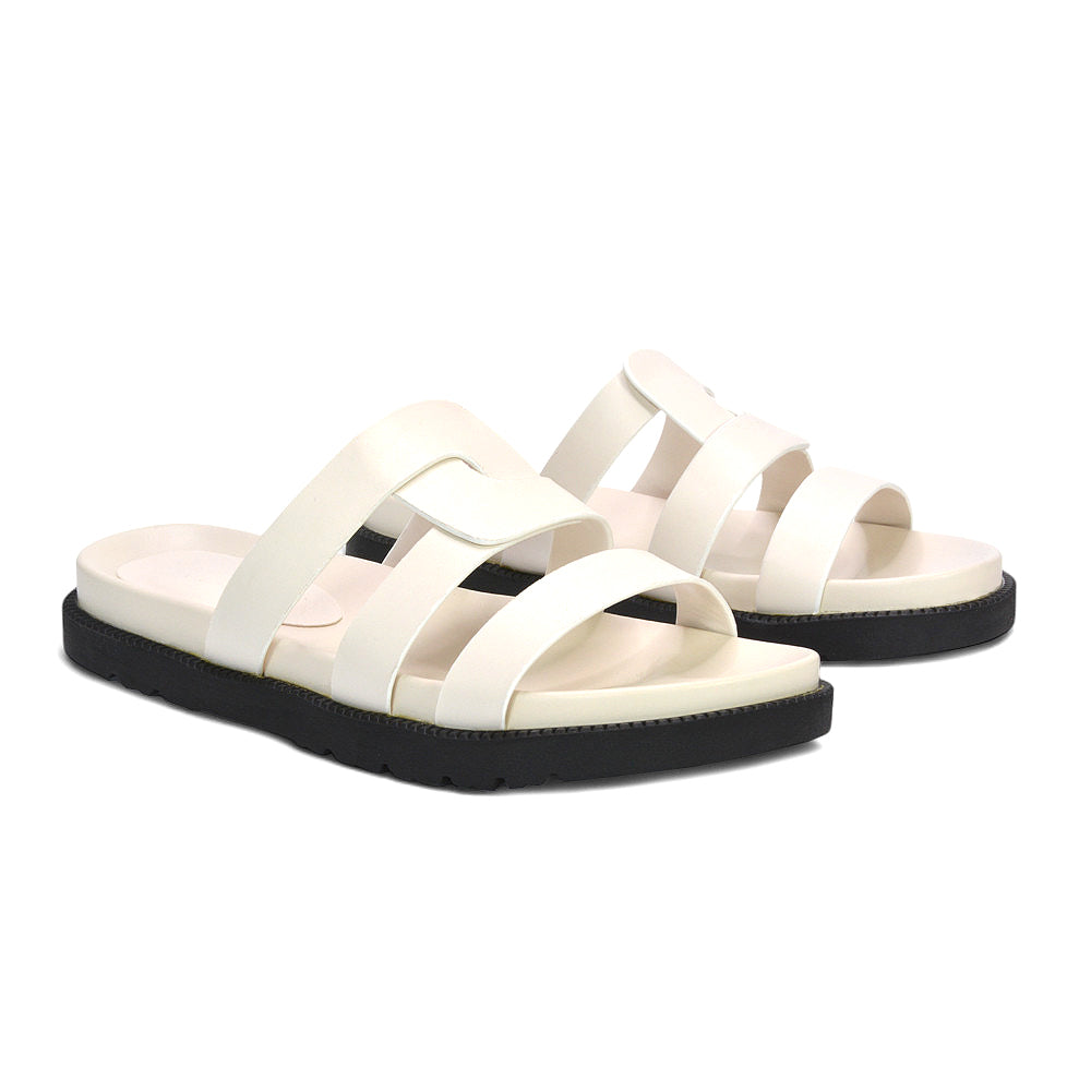 holiday resort white slides, comfortable white flat sandals women, elegant white flat sandals for wedding guest and bridal wear