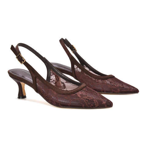 brown slingback court shoes women, brown pointed toe heels, comfortable mocha brown pointed toe slingback heels for all-day wear