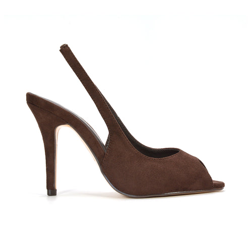 brown slingback heels, elegant brown suede slingback heels for women, brown prom heels