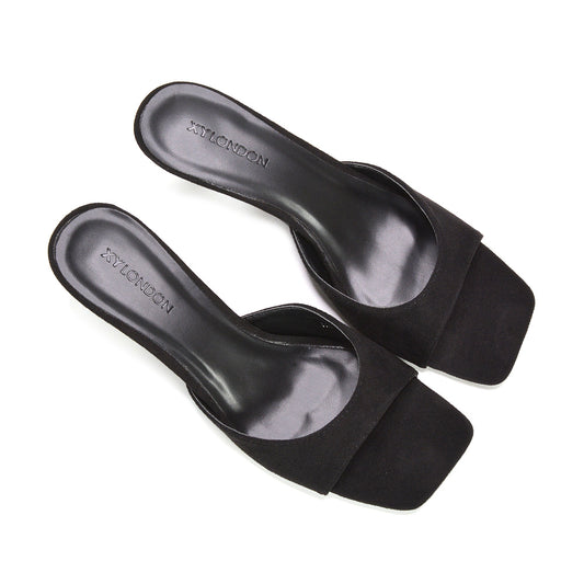 open toe mule heels, comfortable low heel mule sandals, Y2K square toe heels, summer square toe sandals, breathable open toe mule sandals, square toe kitten heels free shipping, womens black heels, black heels for holidays