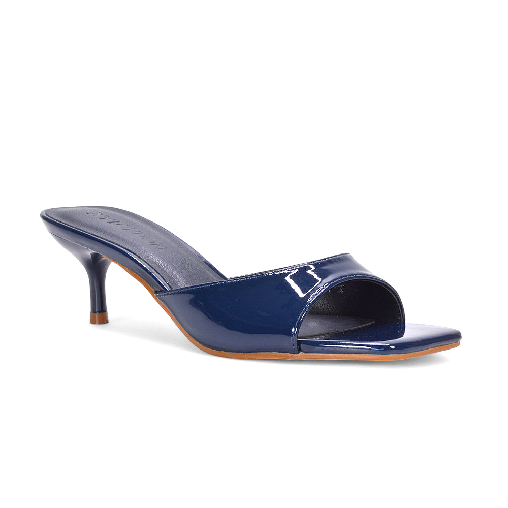 navy mule heels, navy mules, mule heels, mules