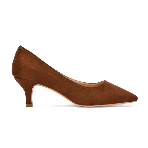 Formal brown pumps, Buy brown heels online, Comfortable brown kitten heels for all-day wear