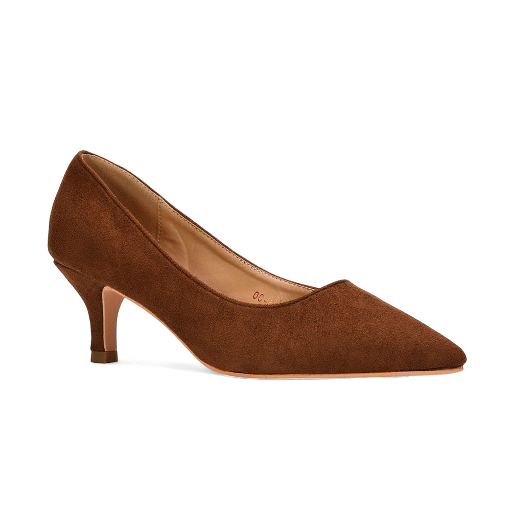 brown kitten heels, Bridesmaid brown shoes, Classic brown pumps for wedding guest outfit, brown kitten heels