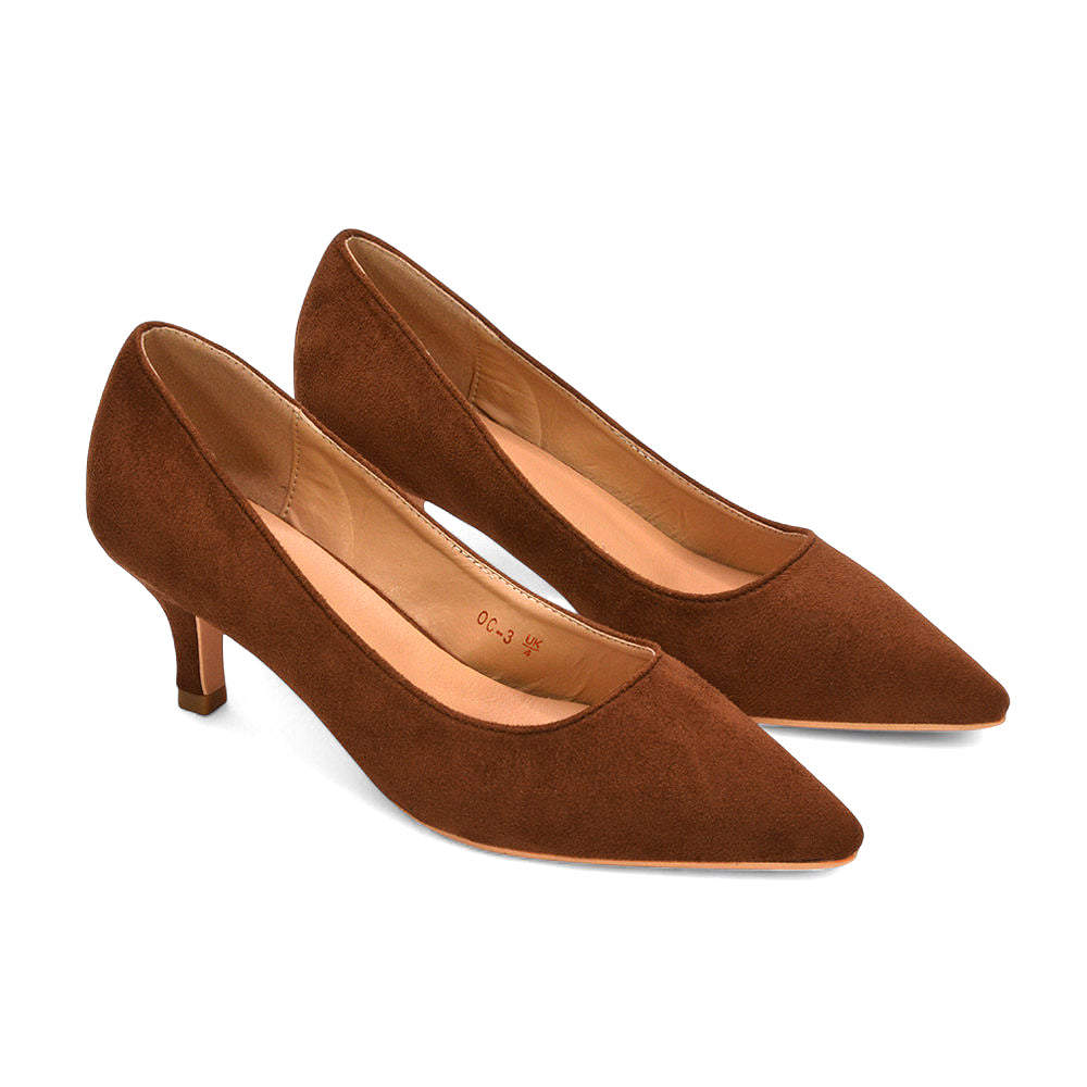 brown pointed toe heels