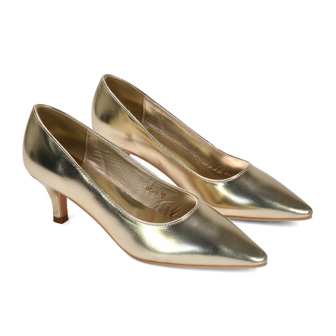 Formal gold pumps, Buy gold heels online, Comfortable gold kitten heels for all-day wear