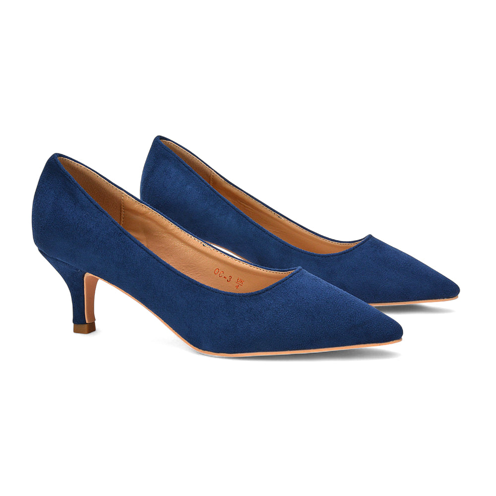 navy kitten heel pumps, navy heels for parties, navy heels for evening wear