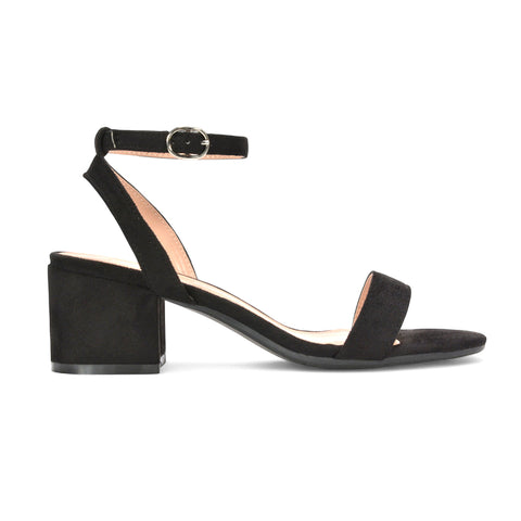 Black Strappy Open Toe Mid Block Heel Sandals, Women's black strappy open toe mid block heel sandals, Buy black block heel sandals online