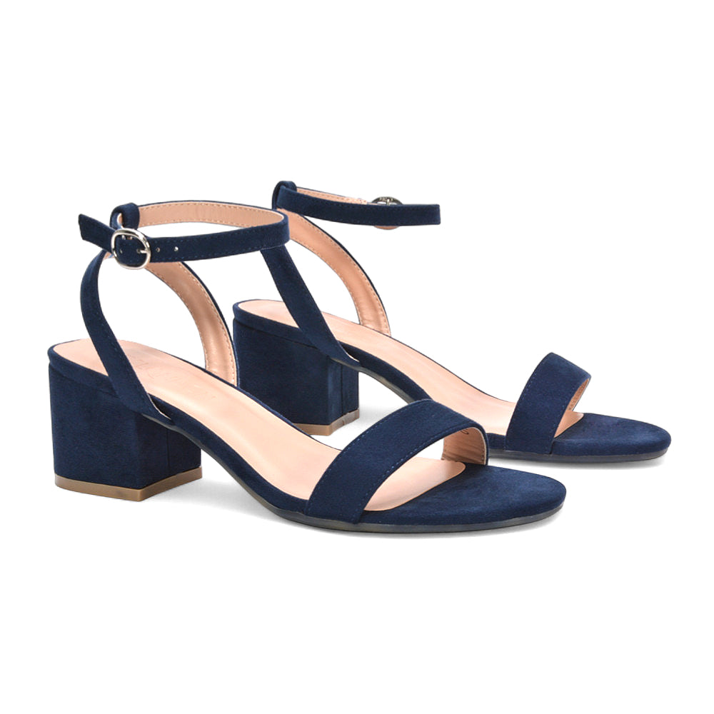Navy evening sandals, Elegant navy sandals for special occasions, Navy Open Toe Heels, Navy strappy heels
