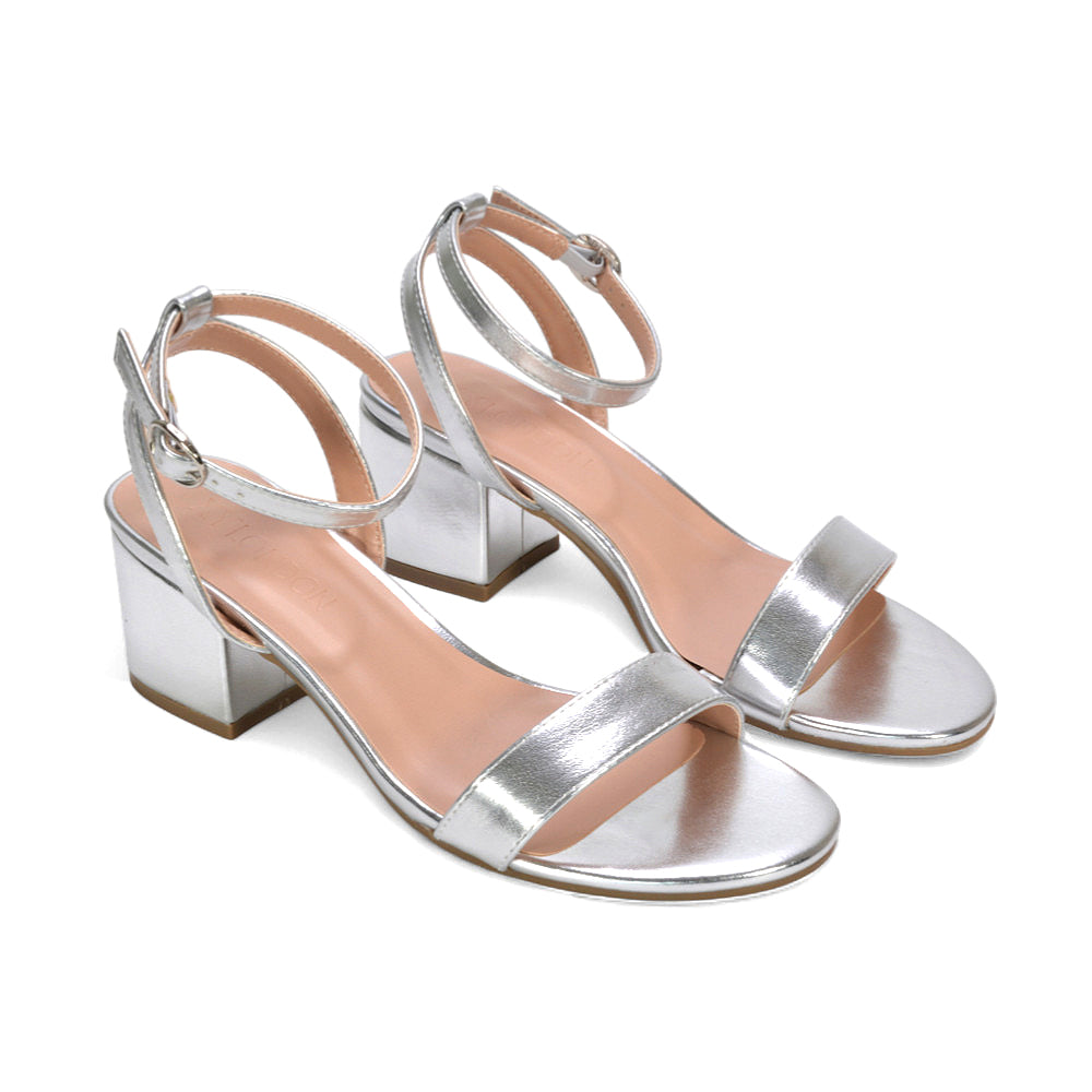 Silver party heels, Metallic Silver Heeled Sandals, Comfortable silver dress sandals for women, Silver formal sandals
