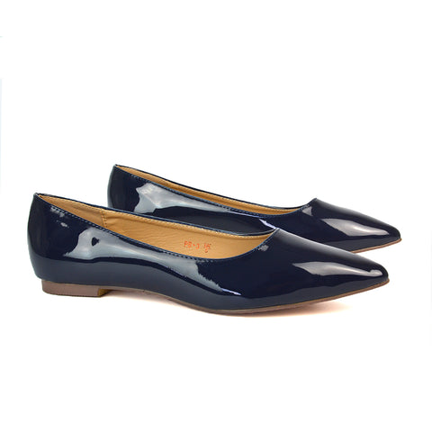 navy flat ballerina pumps, navy pointed toe ballerina pumps, flat ballerina pumps, pointed toe ballerina pumps