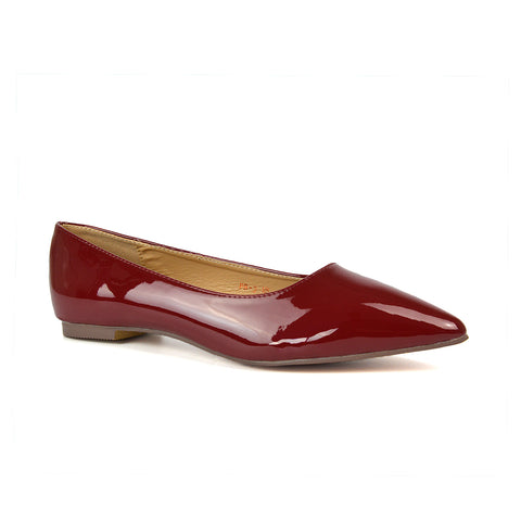 red flat ballerina pumps, red pointed toe ballerina pumps, flat ballerina pumps, pointed toe ballerina pumps