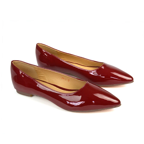 red pump shoes, red pointed toe ballet flats, pump shoes, pointed toe ballet flats