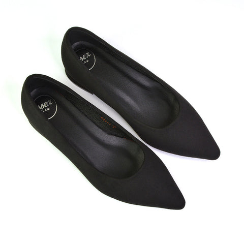 black pointed toe heels
