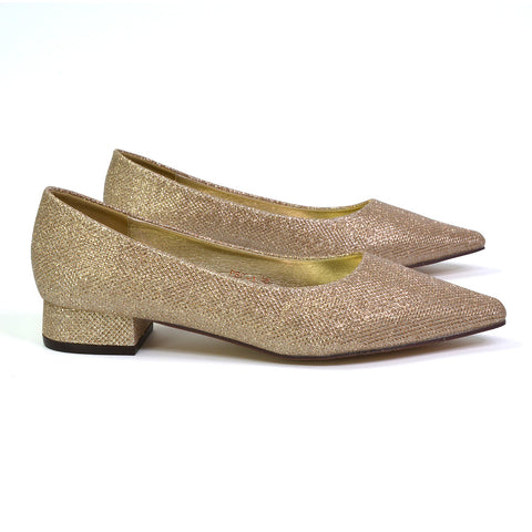 gold low heels