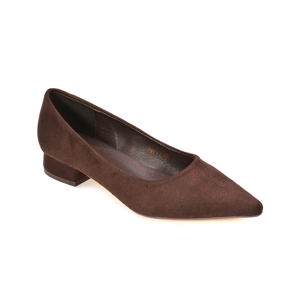 Women’s Brown Low Heel Pumps, Brown Block Heel Pumps, Minimalist Brown Heels
