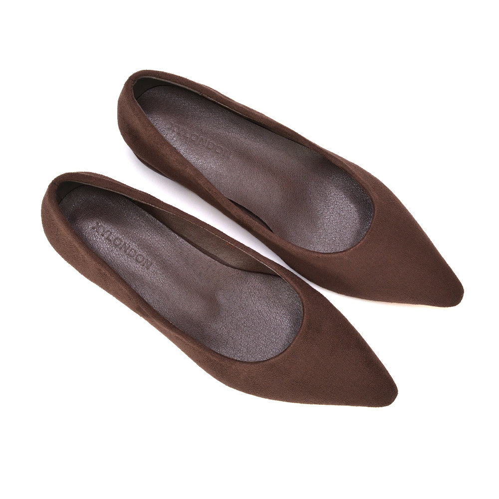 Brown Formal Slip On Shoes, Classic Brown Court Heels, Brown Low Heel Pumps