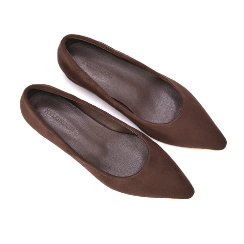 Brown Formal Slip On Shoes, Classic Brown Court Heels, Brown Low Heel Pumps