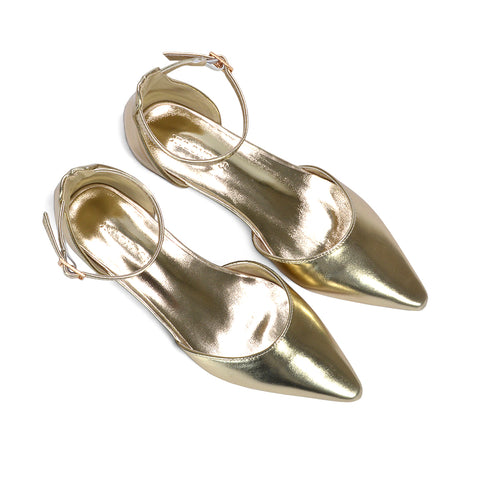 gold strappy court shoes, elegant gold low heel shoes for weddings, elegant metallic heels