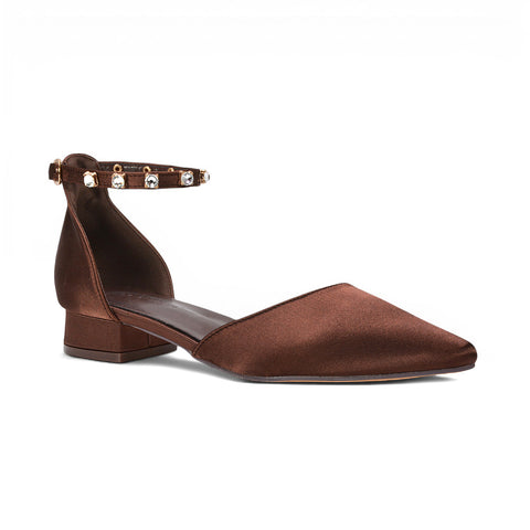 easy to walk in brown block heel court shoes, brown diamante ankle strap shoes for weddings, elegant brown diamante court shoes for weddings and occasions