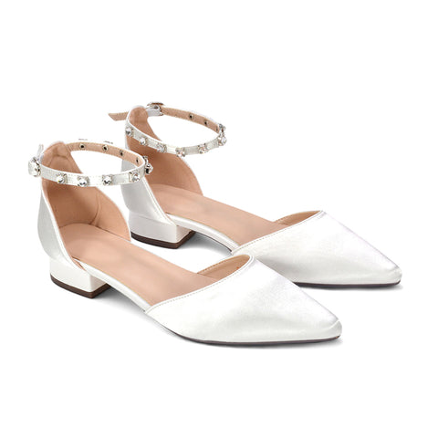 comfortable ivory wedding heels for brides, wedding reception shoes with comfortable heel, ivory embellished bridal shoes, bridal shoes with low block heel and ankle support, diamante wedding shoes