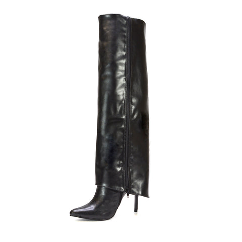 black statement boots, black high heeled boots, statement boots, high heeled boots