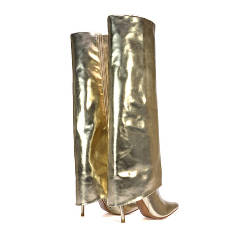 gold stiletto high heel boots, gold festival boots, stiletto high heel boots, festival boots