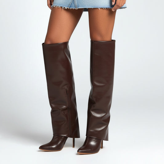 brown knee high stiletto boots