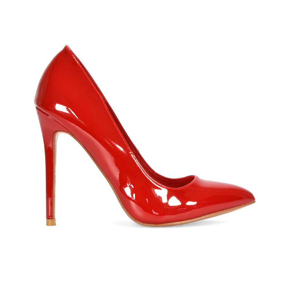 red court shoes, red court heels, court shoes, court heels, pointed toe stiletto shoes for prom or wedding, High stiletto heel court shoes for women