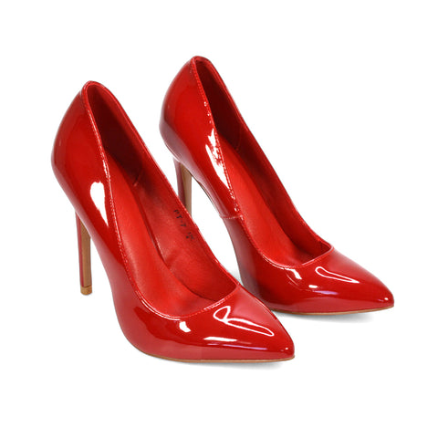 red high heel court shoes, red pointed toe court shoes, Office wear high heel shoes for women, Women’s heels for weddings and events