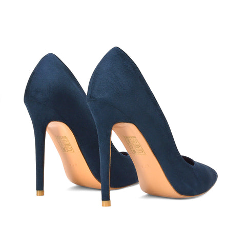 navy slip on heels, navy party heels, slip on heels, party heels, Party-ready high heel shoes for ladies, Trendy court heels for night out