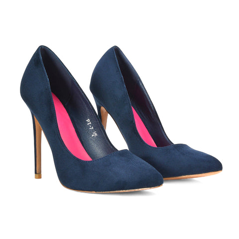  navy heels, navy high heels, heels, high heels, pointed toe court shoes, Women’s high heel court shoes party wear