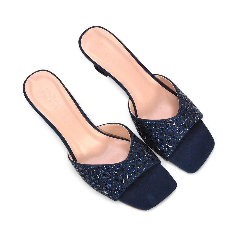 dressy wedge heels, slip-on wedge sandals, slip-on wedge heel sandals for summer parties, navy sparkly heels