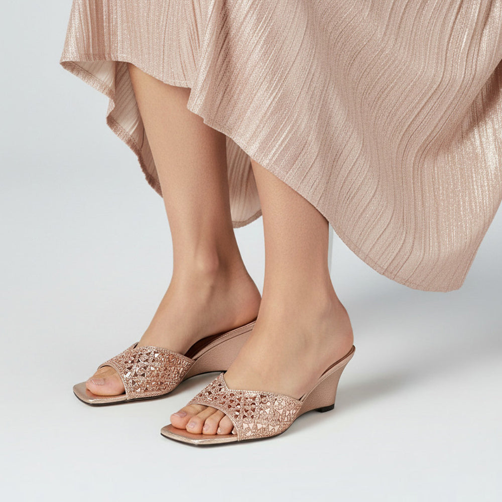 gold wedge heels