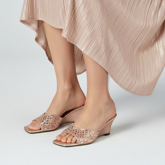 gold wedge heels