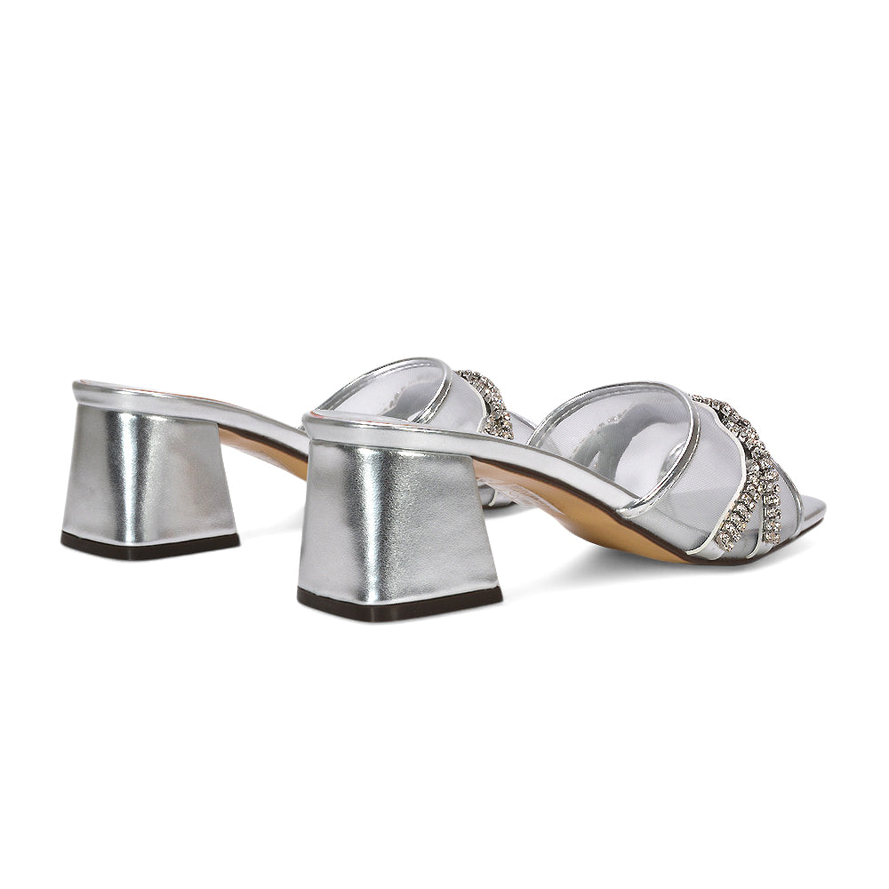 slip on heeled sandals, breathable mesh slip on heels for women, prom heels diamante style, mesh heels women, lightweight dress sandals, comfortable stylish heels for women, silver heeled sandals