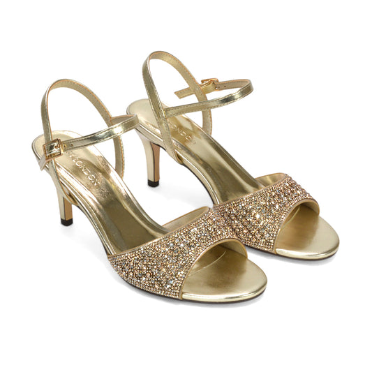 peep toe stiletto heels, women’s evening diamante heels, trendy diamante sandals women, dressy high heels women, gold party heels