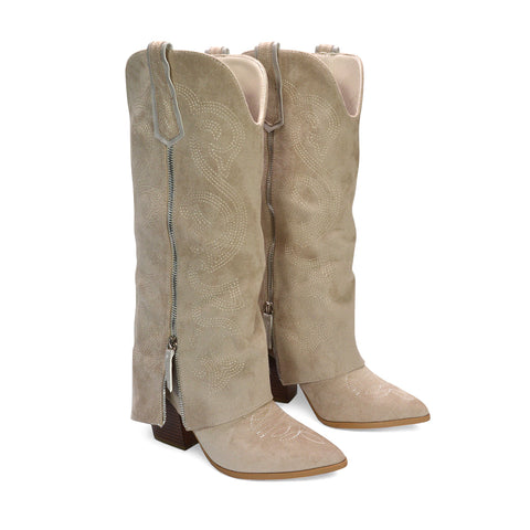 Country style knee boots, country boots, country music festival boots, Dressy western boots, Clubbing boots women, Pointed toe cowboy boots, Embroidered cowboy boots, beige knee high cowboy boots, beige heeled western boots